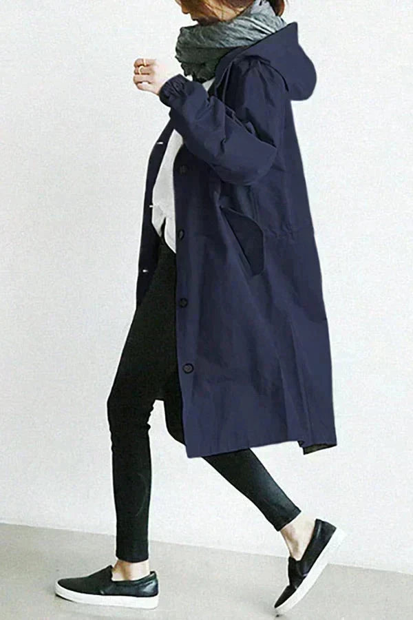 Women's Fashion Long Water-resistant Oversized Urban Protection Raincoat
