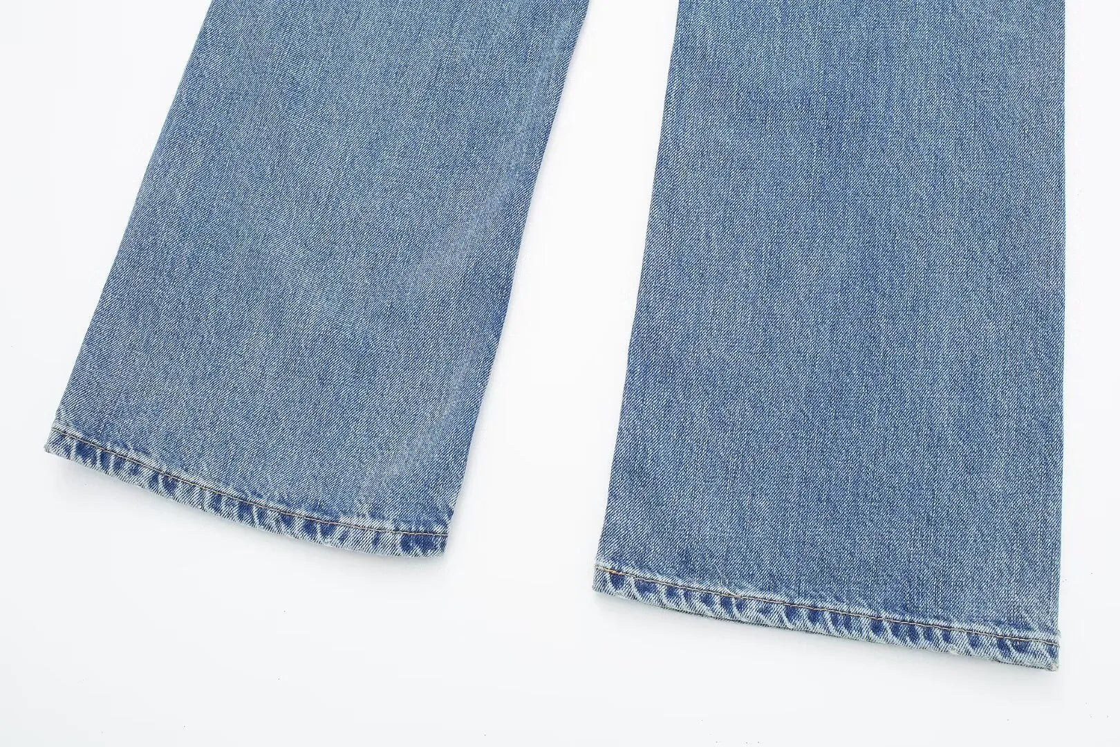 Women’s Retro Mid‑Waist Straight‑Leg Jeans with Lace‑Up