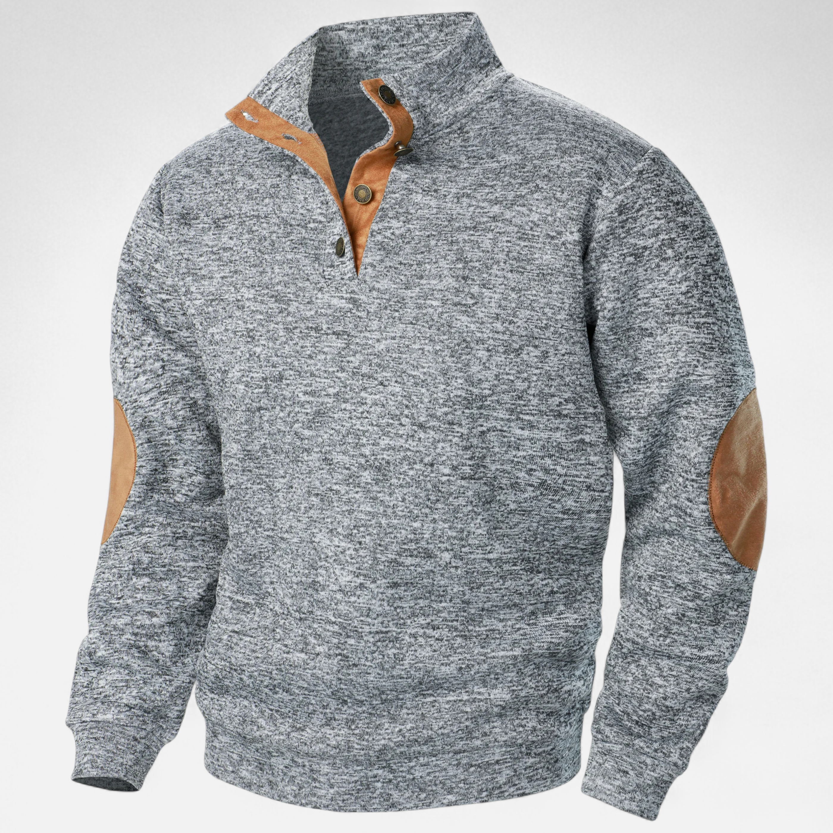 Men’s Knitted Warm Button Jumper with Stand-Up Collar